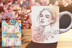Beautiful 15oz Mug Wrap Png Design , Beauty Woman Product Image 1