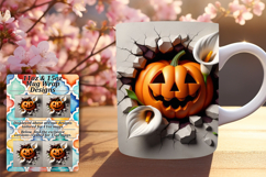 Charming 15oz Mug Wrap Png Artwork , 3D Pumpkin Product Image 1