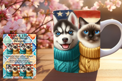 Radiant 15oz Png Mug Wrap Design , Dog and cat Product Image 1