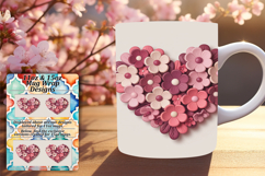 Charming 11oz Mug Wrap Png Template , Flowers Heart Product Image 1
