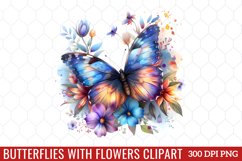 Butterflies With Flowers Clipart Product Image 1