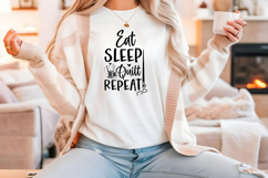 Funny Quilting Quote SVG For Quilters | Eat Sleep Quilt Product Image 4