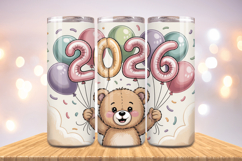 Festive Happy New Year Tumbler Wrap 2026: 20oz Skinny Tumble Product Image 1