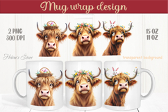 Easter highland cow with bunny mug wrap sublimation designs Product Image 1