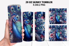 Peacock Skinny Tumbler 20oz Wrap Design, Animal Tumbler Wrap Product Image 1