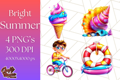 Bright Summer PNG Clipart, Printable Beach Graphics Product Image 1