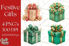 Christmas Gifts Clipart PNG, Realistic Holiday Presents Product Image 1
