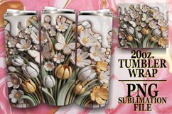 ENCHANTING HORIZONS 20oz TUMBLER WRAP, 3D Flowers Product Image 1