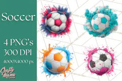 Soccer Clipart PNG with Team Color Paint Splash Design Product Image 1