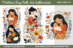 Mothers Day Folk Art Sublimation PNG Product Image 1