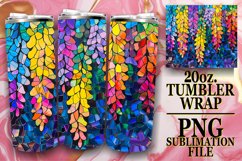 20oz Tumbler Wrap Stained Glass Tree Colorful Sublimation Product Image 1