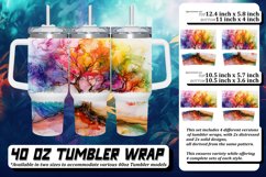 Blossoming Watercolor Tree Pattern Tumbler Sublimation Product Image 1