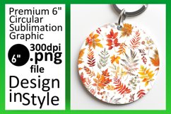 Fall Leaves Round Design with Watercolor Patterns Keychain Product Image 1