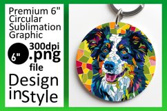 Vibrant Colorful Dog Round Design Keychain Sublimation Art Product Image 1