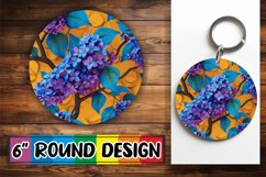 Summer Blossom Glitter Round Design Sublimation Keychain Product Image 1