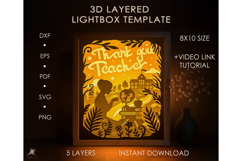 3D Teachers Card Colored Shadow box SVG Papercut template Product Image 1