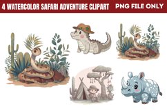 Watercolor Safari Adventure Clipart PNG Product Image 1