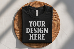Black Bella Canvas 3001 Flat Lay T-Shirt Mockup Product Image 1