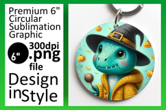 Lovely Circle Design Car Coaster PNG , Halloween Dino Product Image 1