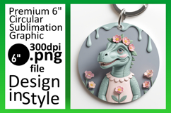 Dynamic Round Design for Sublimation , Cute Dino Product Image 1