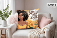 Afro Girl /Woman braided hair Pillow Design, Black Queen PNG Product Image 1