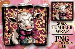 Bright Sublimation 20oz tumbler wrap, Cute Cow Product Image 1