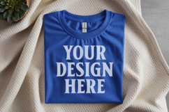 Gildan 64000 Royal Blue Folded Tshirt Mockup Product Image 1