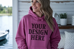 Heliconia Gildan 18500 Hoodie Sweatshirt Mockup, 185 mock-up Product Image 1