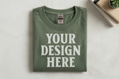 Military Green Gildan 5000 Flat Lay Tshirt Mockup, G5000 moc Product Image 1