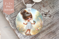 Wildflower Girl and Butterfly Keychain PNG Product Image 1