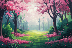 Pink Trees Painting Background Wallpaper Product Image 1
