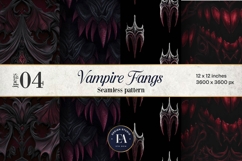 Vampire Fangs Pattern, Dark Gothic Teeth Digital Paper Product Image 1