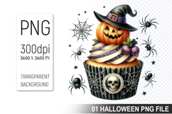 Cupcake With A Halloween Pumpkin, Halloween Clipart PNG File Product Image 1