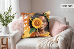 Afro Girl /Woman braided hair Pillow Design, Black Queen PNG Product Image 1