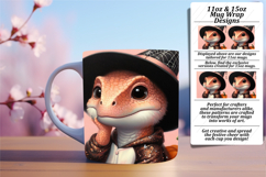 Fancy 11oz Mug Wrap Png Design , Halloween Dino Product Image 1