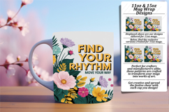 Vibrant 11oz Mug Wrap Png Template , Flower Quote Product Image 1