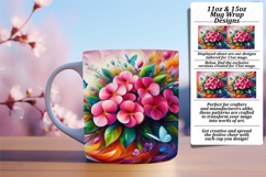 Trendy 15oz Mug Wrap Png Template , Flowers Product Image 1