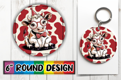 Sweet Keychain Round Design, Cute Cow Product Image 1