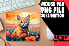 Adorable Kitty Mouse Pad with Floral Design PNG Product Image 1