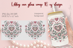 Boho Valentine pattern Libbey Can Glass Wrap 16oz design png Product Image 1