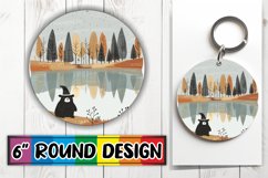 Halloween Boho Animal Round Design Autumn Keychain Product Image 1