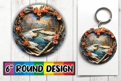 Winter 3D Heart Frame Sublimation Round Design Product Image 1