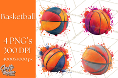 Basketball Clipart PNG with Team Color Paint Splash Design Product Image 1
