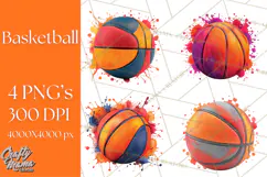 Basketball Clipart PNG with Team Color Paint Splash Design Product Image 1