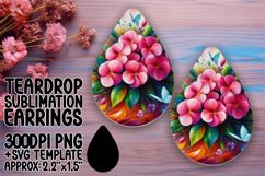 Lovely Teardrop Earrings PNG Template , Flowers Product Image 1
