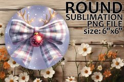 Cheerful Coaster Round Design PNG, Holiday Bow Product Image 1