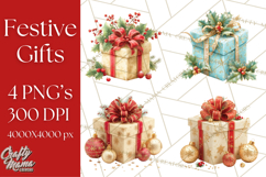 Christmas Gifts Clipart PNG, Realistic Holiday Presents Product Image 1