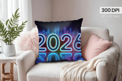 Happy New Year PNG Pillow, Festive New Year's Eve 2026 PNG Product Image 1