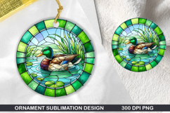 Cute Duck Stained Glass Ornament PNG, Digital Download File Product Image 1