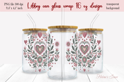 Boho Valentine pattern Libbey Can Glass Wrap 16oz design png Product Image 2